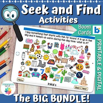 Preview of The BIG BUNDLE of Seek and Find Activities Speech Therapy Speech and Language