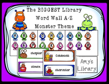 Preview of The BIGGEST Library Word Wall A-Z (Monster Theme)