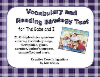 The Babe And I Reading Strategy And Vocabulary Test TpT