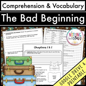 Preview of The Bad Beginning - A Series of Unfortunate Events | Comprehension & Vocabulary