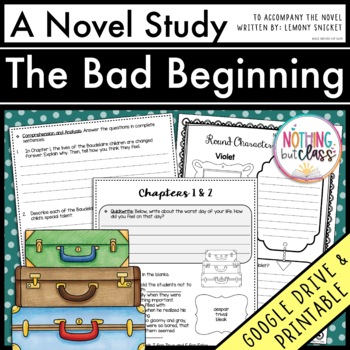 Preview of The Bad Beginning - A Series of Unfortunate Events | Novel Study Unit