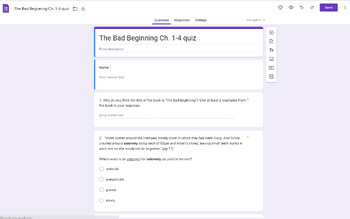 Preview of The Bad Beginning Quiz: chapters 1-4