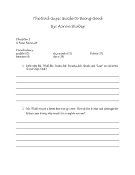Preview of The Bad Guys: Guide to Being Good By Aaron Blabey Guided Reading Packet