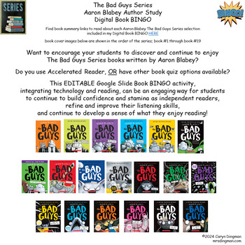 Preview of The Bad Guys Series Aaron Blabey Author Study Digital Book BINGO