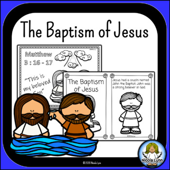 Preview of The Baptism of Jesus Mini Book, Coloring, worksheets, word wall