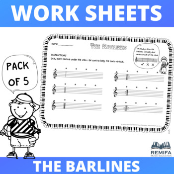 Preview of The Barlines Worksheets - 5 pack - Ages 4+