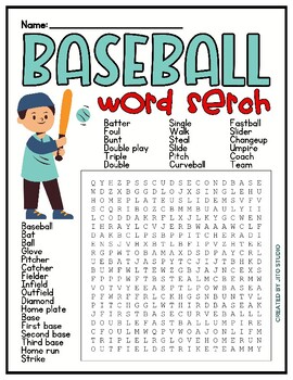 Preview of The Baseball Word Search Puzzle