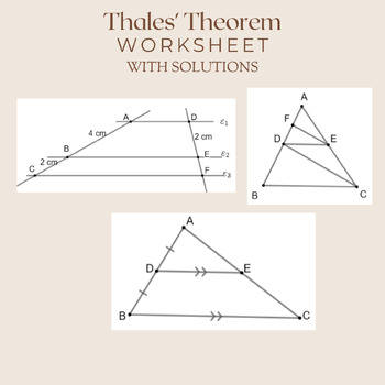 Preview of The Basic Proportionality Theorem (Thales’ Theorem) Worksheet (with solutions)