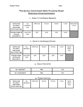 Preview of The Basics Worksheet Skills Tracking Sheet Level 1