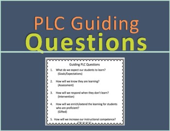 Preview of The Basics of Professional Learning Communities PLC Questions Freebie