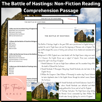 Preview of The Battle of Hastings: Non-Fiction Reading Comprehension Passage