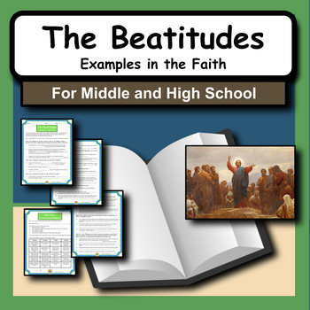 Preview of The Beatitudes: Examples in the Faith Questions and Mini Poster for Bible Class