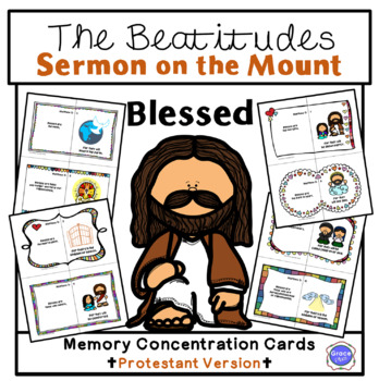 Preview of The Beatitudes-The Sermon on the Mount - Memory Concentration Cards - Protestant