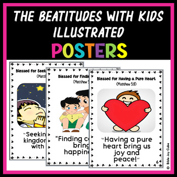 Preview of The Beatitudes With Kids Illustrated Posters