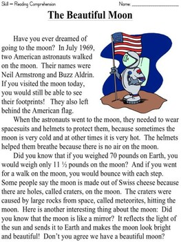 Preview of The Beautiful Moon Reading Comprehension