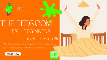 Preview of THE BEDROOM / ESL BUNDLE / Vocabulary Lesson / Full Curriculum 36-50 / L.I L.36