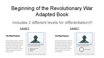 Preview of The Beginning of the Revolutionary War Adapted Book (Special Ed Resource)