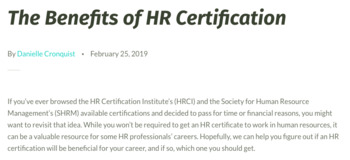 Preview of The Benefits of HR Certification