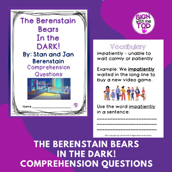 Preview of The Berenstain Bears in the Dark Comprehension Questions