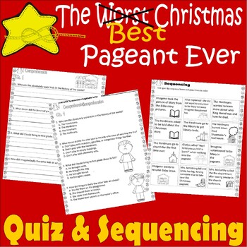 Preview of The Best Christmas Pageant Ever Reading Quiz Tests & Story Sequencing