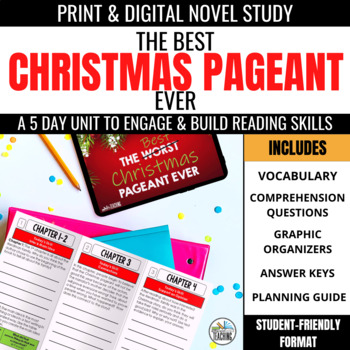 Preview of The Best Christmas Pageant Ever Novel Study Activities with Print & Digital