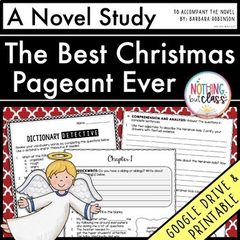Preview of The Best Christmas Pageant Ever Novel Study Unit | Comprehension & Activities