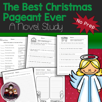 Preview of The Best Christmas Pageant Ever Study Guide  No Prep Worksheets
