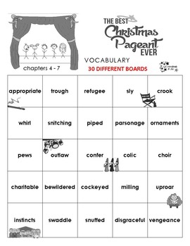 The Best Christmas Pageant Ever vocabulary bingo by LEARNING FUN