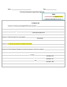 Preview of The Best FSA Informative/Explanatory Graphic Organizer