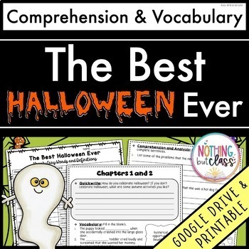 Preview of The Best Halloween Ever | Comprehension Questions and Vocabulary by chapter