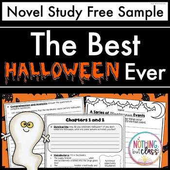 Preview of The Best Halloween Ever Novel Study FREE Sample | Worksheets and Activities