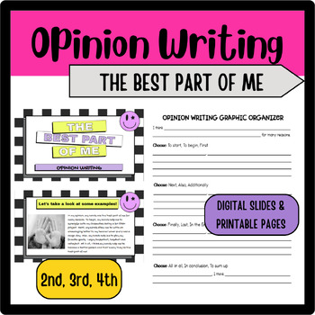 Preview of The Best Part of Me Opinion Writing | Google Slides | Organizers | Rubric