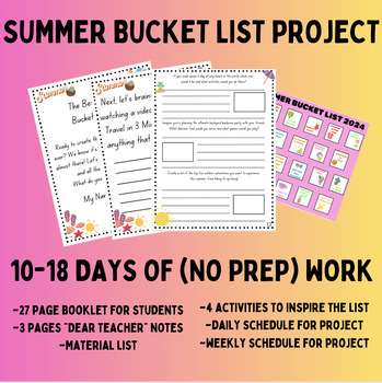 Preview of The Best Summer Bucket List Ever - Art & SEL - End of Year Project