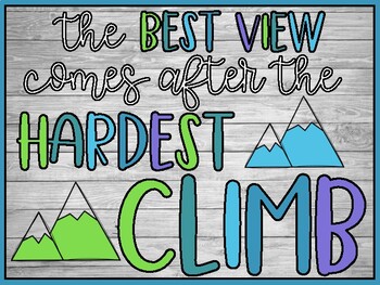 The Best View Comes After The Hardest Climb Poster Wall Print|Inspirational Motivational Gym Classroom Home Office Dorm|18 X 12 In|SJC158 