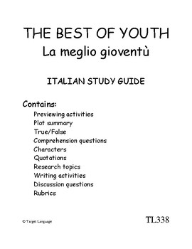 Preview of The Best of Youth-Italian Study Guide