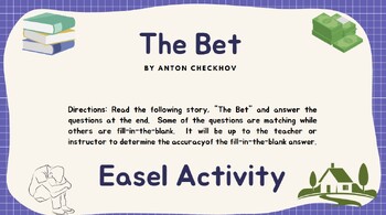 Preview of The Bet by Anton Checkhov 5-Day Author's Purpose Unit Interactive Easel Activity