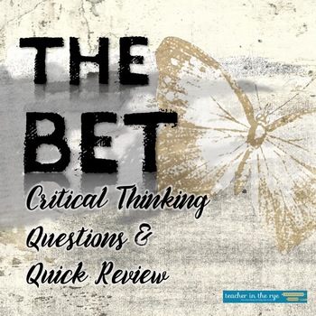 Preview of The Bet by Anton Chekov Critical Thinking Questions and Quick Review Worksheet
