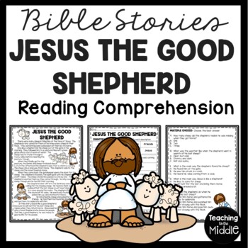 Preview of The Bible Story of Jesus the Good Shepherd Reading Comprehension Worksheet