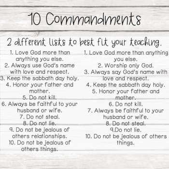 10 Commandments List