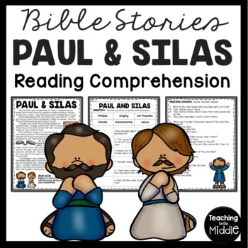 Preview of The Bible Story of Paul and Silas Reading Comprehension Worksheet