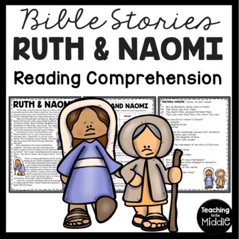 Preview of The Bible Story of Ruth and Naomi Reading Comprehension Worksheet