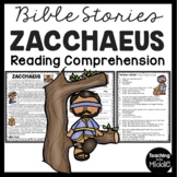 The Bible Story of Zacchaeus Reading Comprehension Worksheet