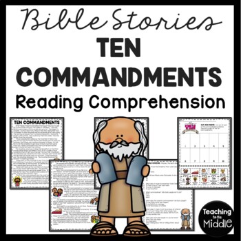 Preview of The Bible Story of the Ten Commandments Reading Comprehension Worksheet