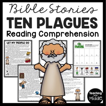 Preview of The Bible Story of the Ten Plagues and Moses Reading Comprehension Worksheet