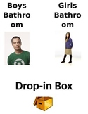 The Big Bang Theory Bathroom passes/Drop-in Box Label