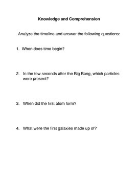 The Big Bang Theory Timeline Common Core Reading and Writing Activities