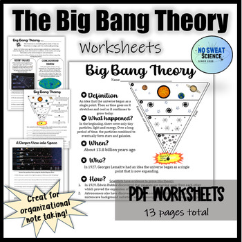 The Big Bang Theory and Universe Astronomy Learning Worksheets and ...