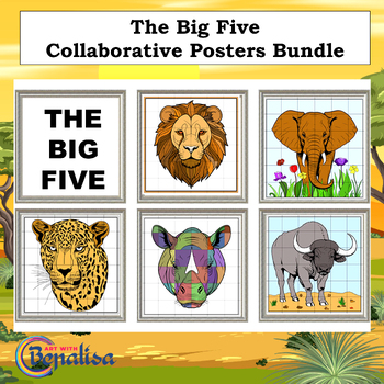 Preview of The Big Five Wild Animals Collaborative Posters Bundle
