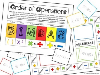 Preview of The Big Four with BIMDAS (Order of Operations Game)