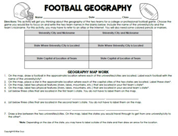 Football- NFL Geography - US States - Classful